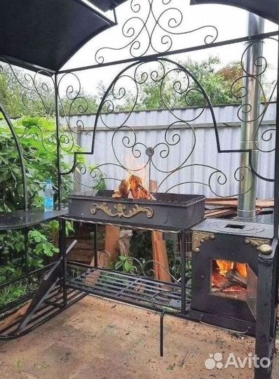 Мангал с печью под казан