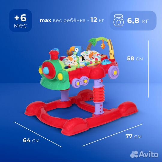 Ходунки прыгунки детские Nuovita Treno