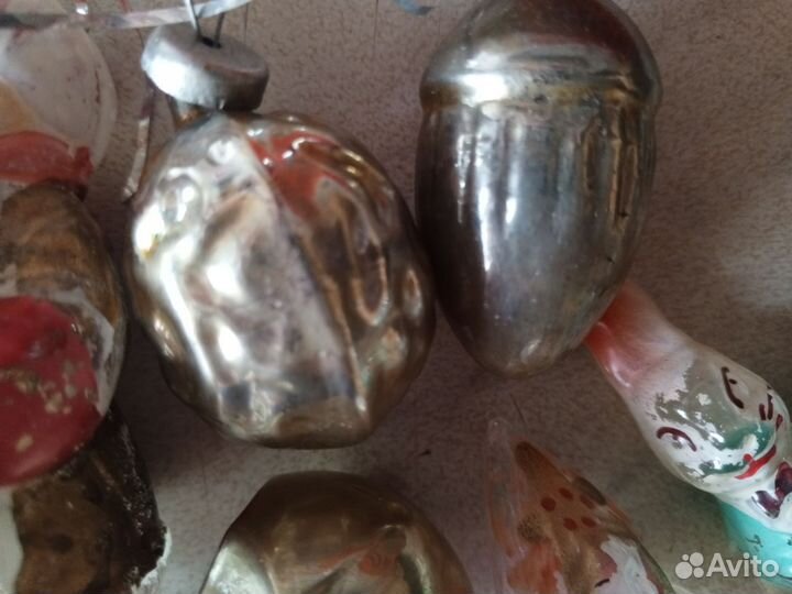 Елочные игрушки СССР на прищепке и дед.мороз