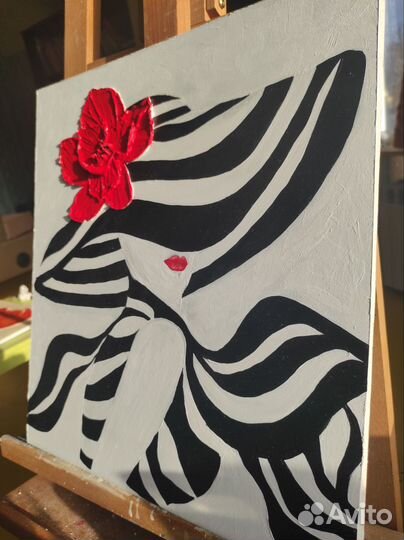 Картина Барельеф 35*40 с объемным цветком