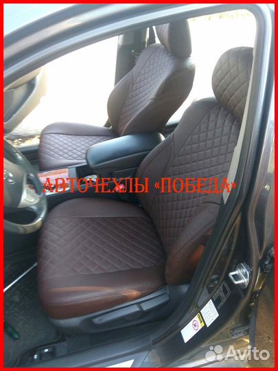 Чехлы Toyota Camry v40 из экокожи шоколадные Ромб