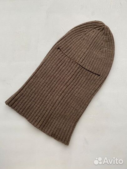 Балаклава вязаная женская коричневая