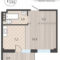 1-к. квартира, 29,8 м², 4/12 эт.