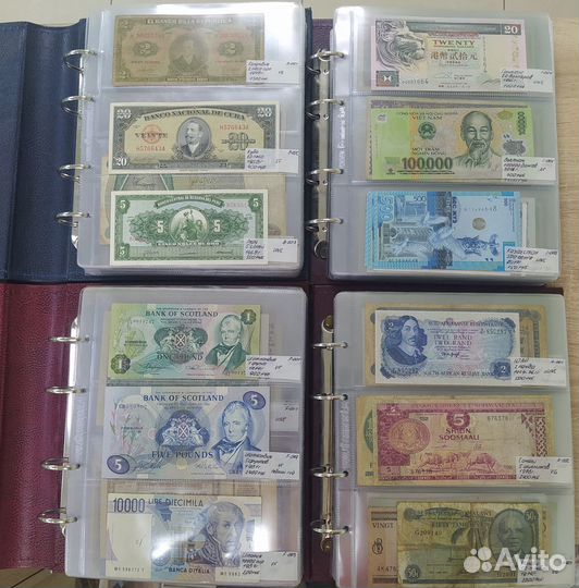 Банкноты в ассортименте Африка Европа Азия Америка