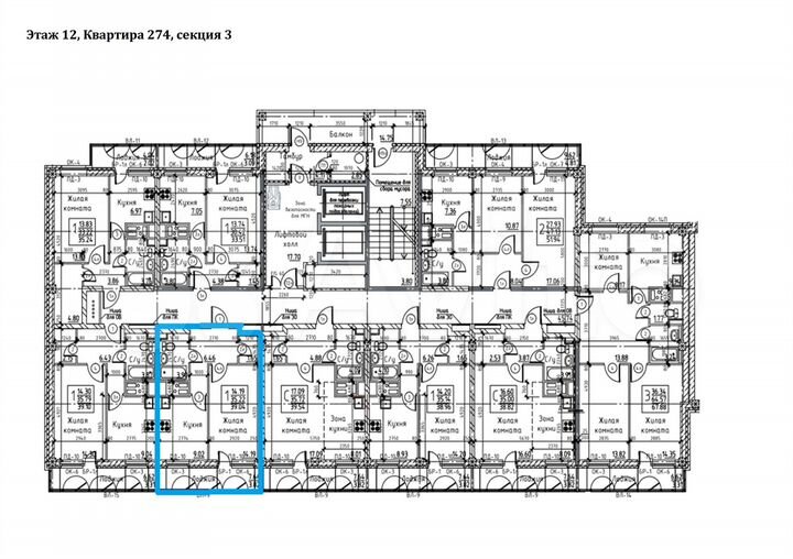1-к. квартира, 42,9 м², 12/21 эт.