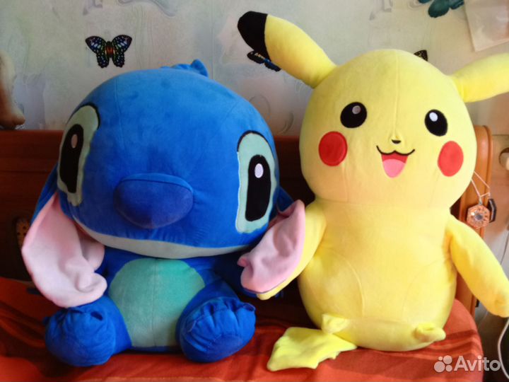 Большие мягкие игрушки, скитч и пикачу