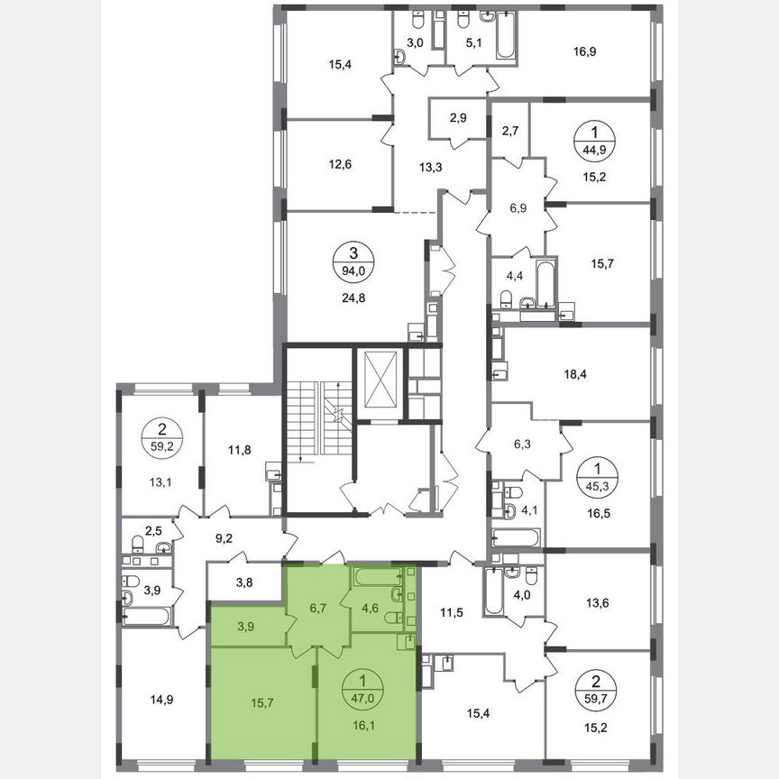 1-к. квартира, 47 м², 8/17 эт.