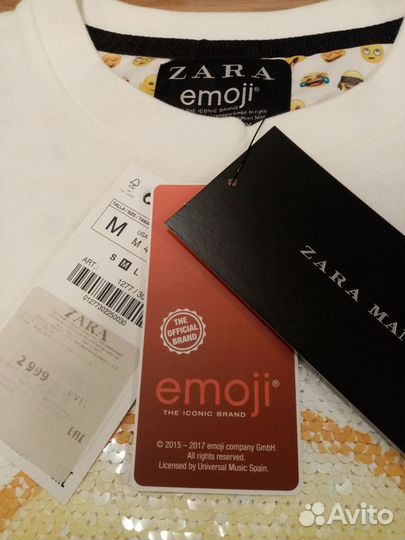 Толстовка Zara Man Emoji. Новая. Размер М. Белая