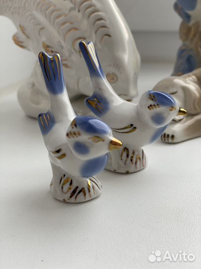 Фарфоровые статуэтки Птиц Животных Рыб