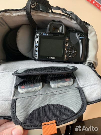 Сanon eos 400d+объектив+сумка+карты памяти+инструк