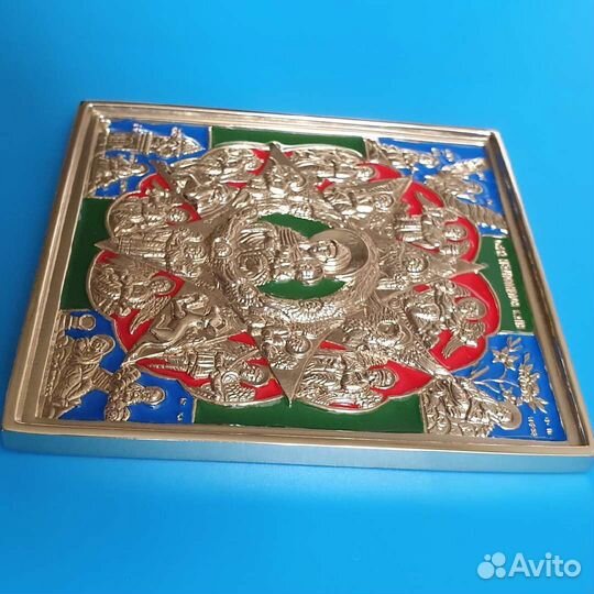 Неопалимая Купина медная икона с эмалью