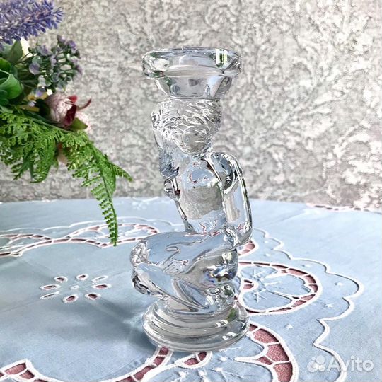 Подсвечник стекло. Бюст Нефертити оникс, винтаж