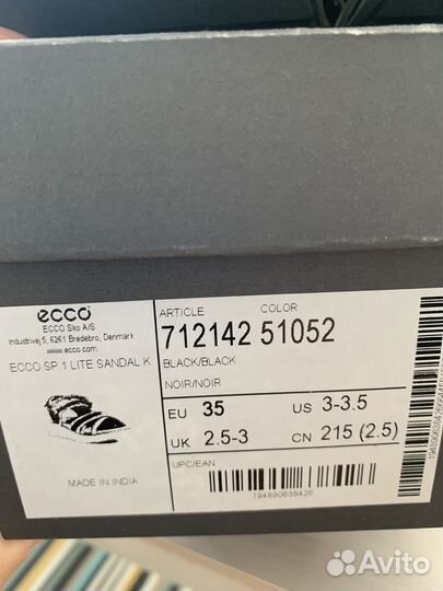 Сандалии Ecco на девочку 35 размер