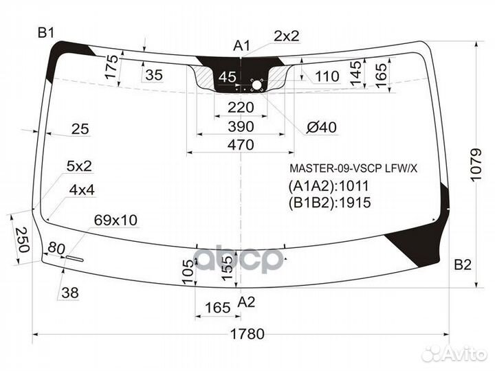 Стекло лобовое + дд renault master/opel movano