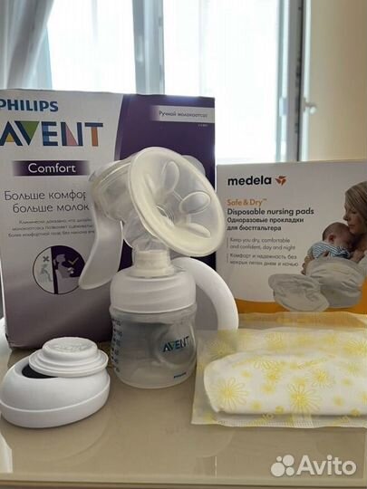 Ручной молокоотсос Philips avent и вкладыши Medela