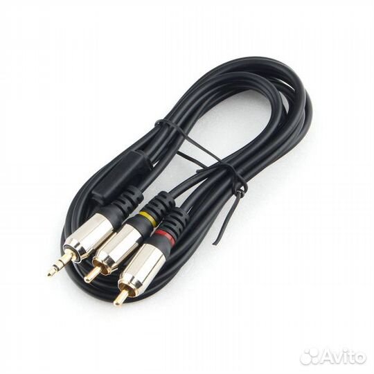 Кабель 3,5 мм jack на 2 RCA 1,5 м металл штекеры