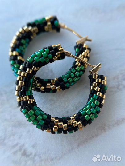 Серьги кольца конго из бисера