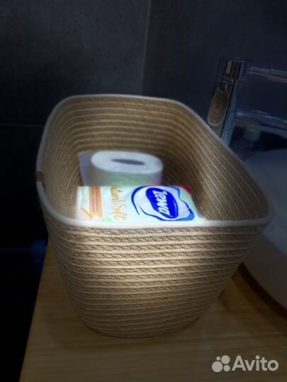 Плетеная Корзина из джута 35*25*22 с крышкой