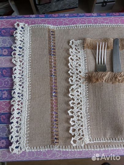 Льняные салфетки конверт для столовых приборов