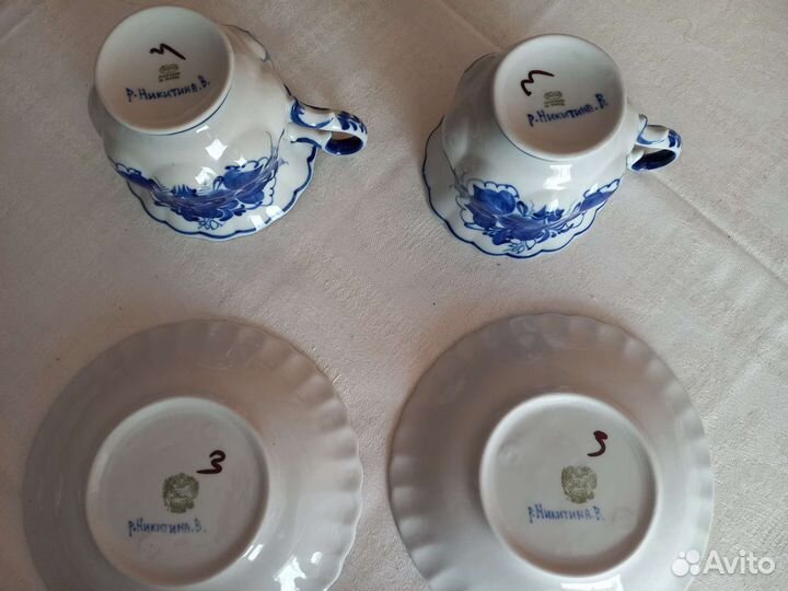 Гжель. Чашка с блюдцем