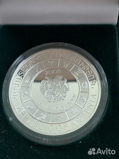 Монета Серебро 925 Банк Армении Рак Инвест подарок