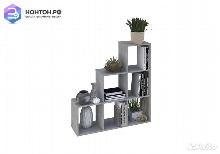 Стеллаж каскадный Polini home Smart 6 секций бетон