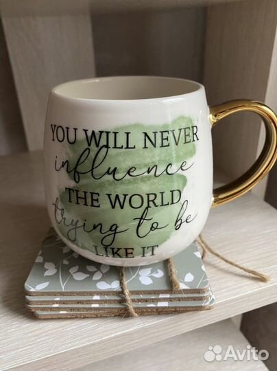 Набор кружка+подставки деревянные