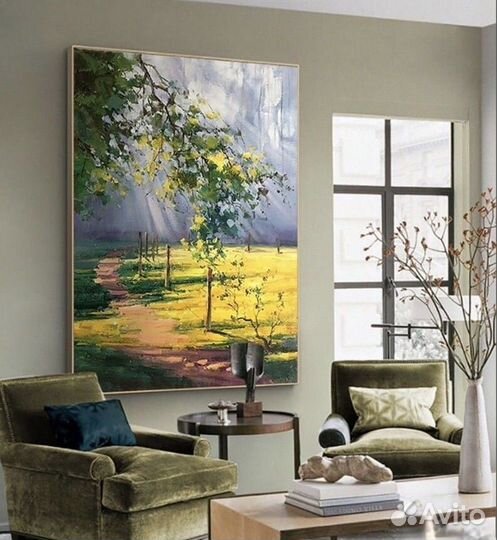Картины с летним пейзажем в интерьер маслом Лето