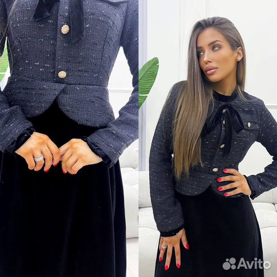 Топовое платье твид /велюр 44/46 и 46/48