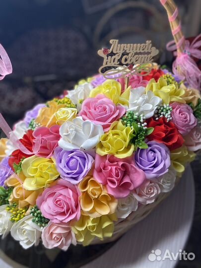 Корзина мыльных роз