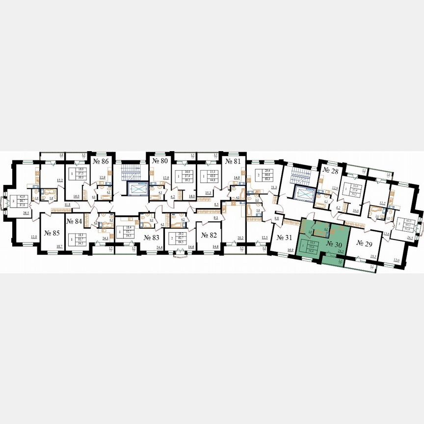 Квартира-студия, 34,4 м², 8/8 эт.