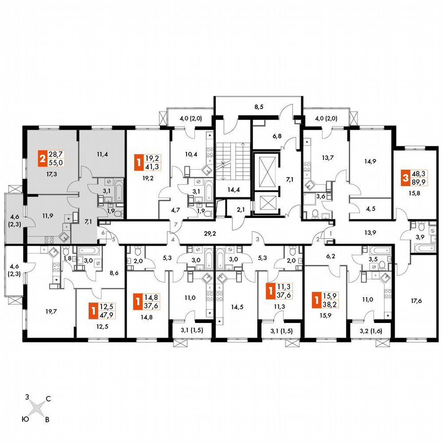 2-к. квартира, 52,7 м², 20/22 эт.