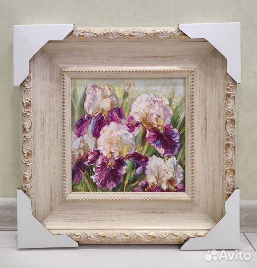 Картина маслом Ирисы в раме