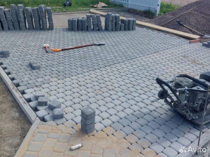 Укладка тротуарной плитки,газон,ландшафтные работы