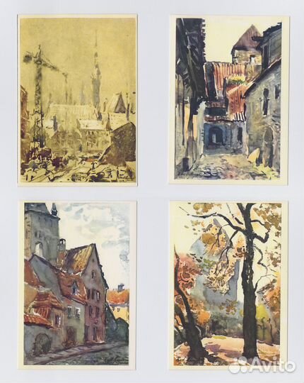 Таллин акварель Бурман набор соцреализм Эстонская