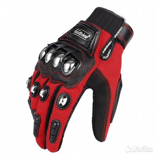 Мото перчатки Madbike MAD-10C красные