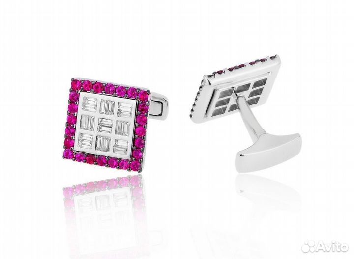 Золотые запонки с рубинами 2.01 ct