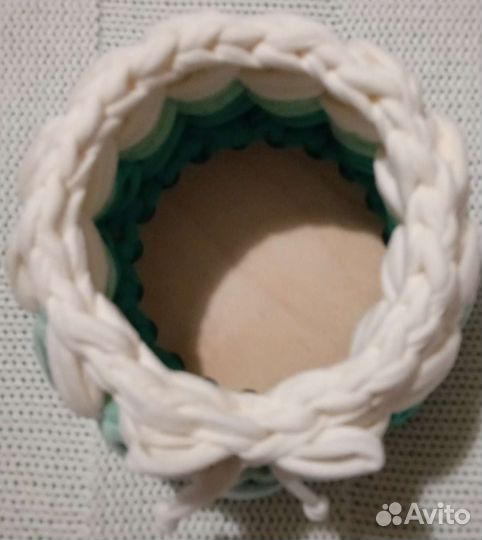 Корзинка вязаная в подарок из трикотажной пряжи