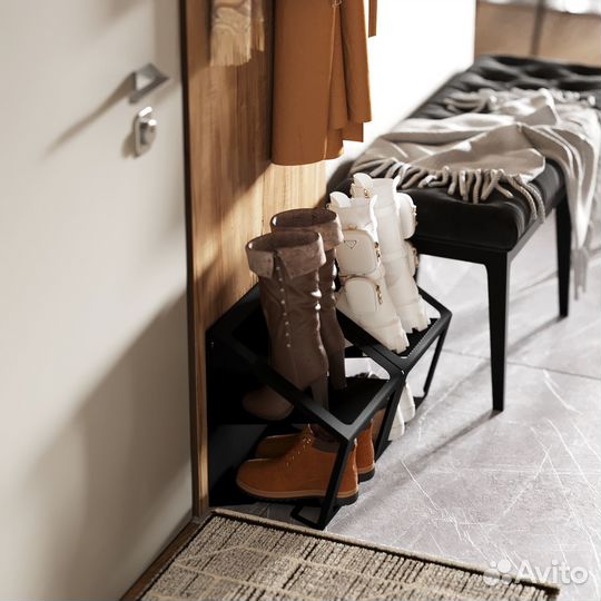 Металлическая обувница, 31х39х30см, черная