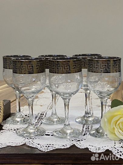 Бокалы для вина, стекло с позолотой, новые