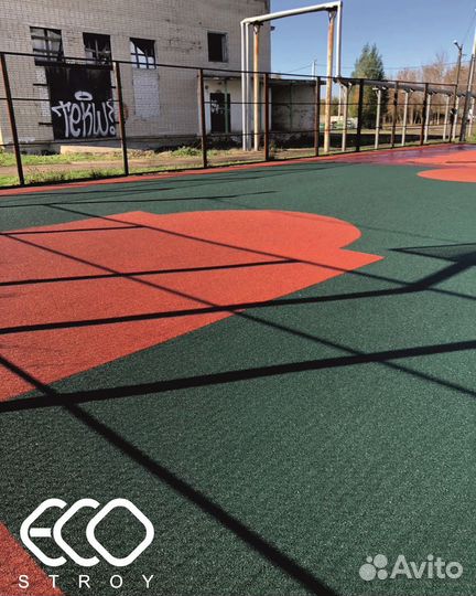 Укладка покрытий из резиновой крошки