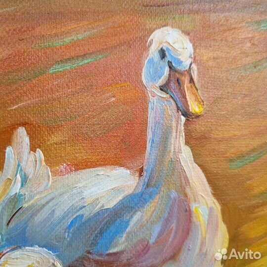 Утки гуси картина маслом птицы холст