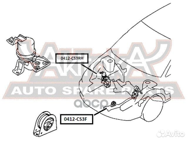 Подушка двигателя правая 0412CS3RH asva