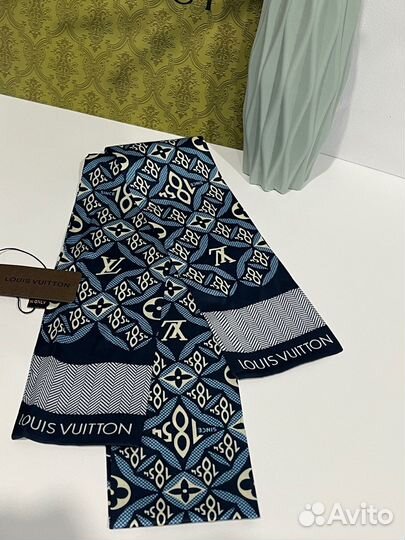 Шелковая лента повязка Twilly твилли LV синяя