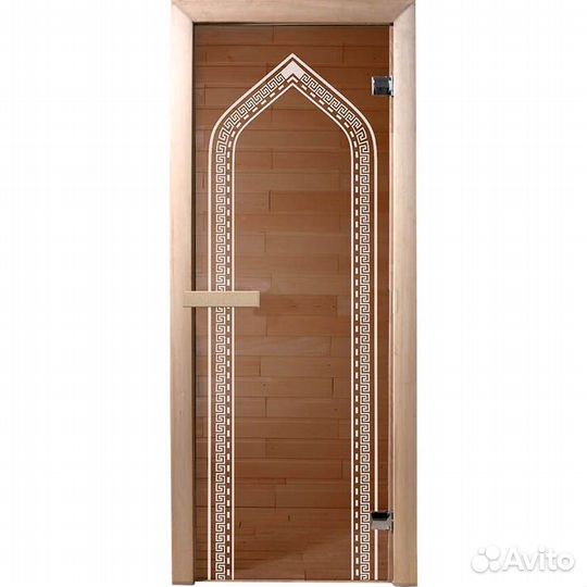 Дверь стеклянная для бани арт бронза Арка 190х70см