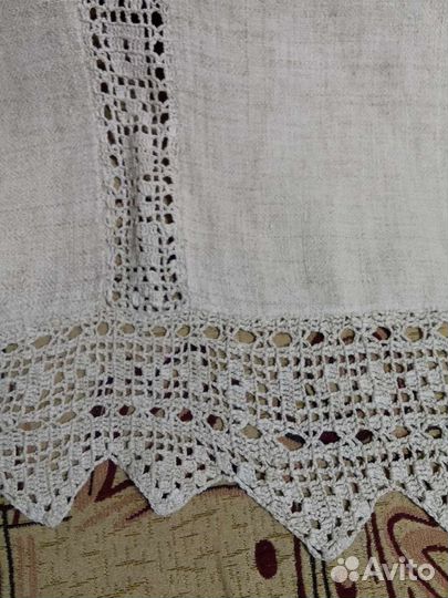Скатерти из льна Советских времен обвязанные крюч