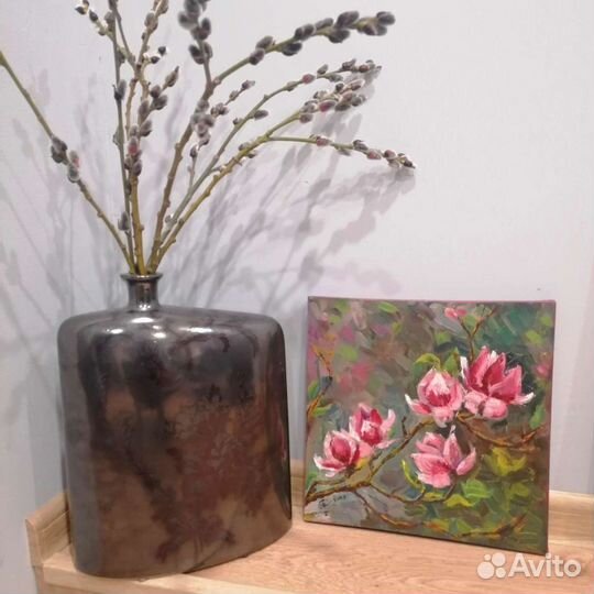 Картина маслом на холсте цветы Магнолия