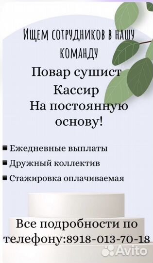 Повар сушист и Кассир