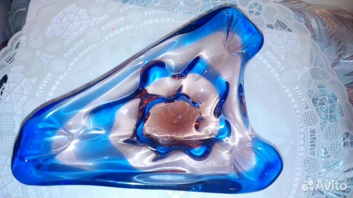 Пепельница. Богемское многоцветное стекло