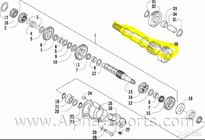 Главный вал кпп квадроцикла Arctic Cat 700 1000